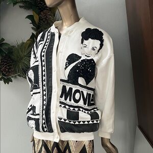 Cedars Vintage Women's Black and White Graphic Jacket